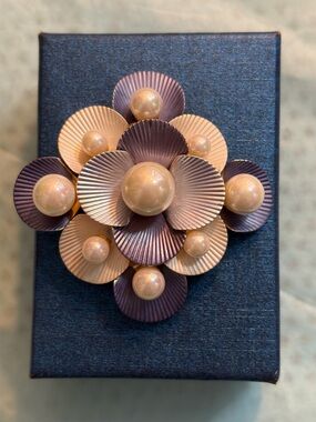 Floral Pearl Cluster Brooch in Blush, White and Purple